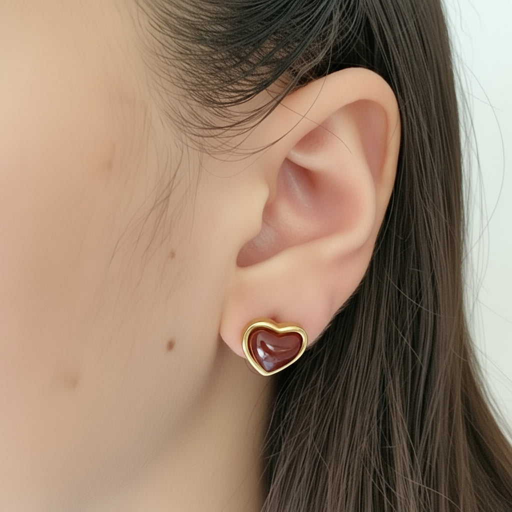 Orecchini Cuore Dark Red