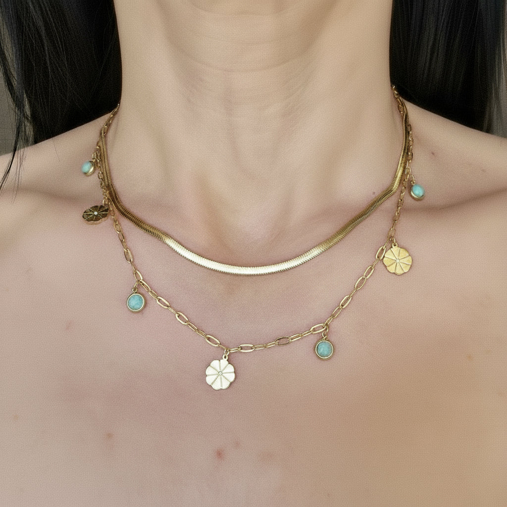 Collana Doppio Filo Con Perle