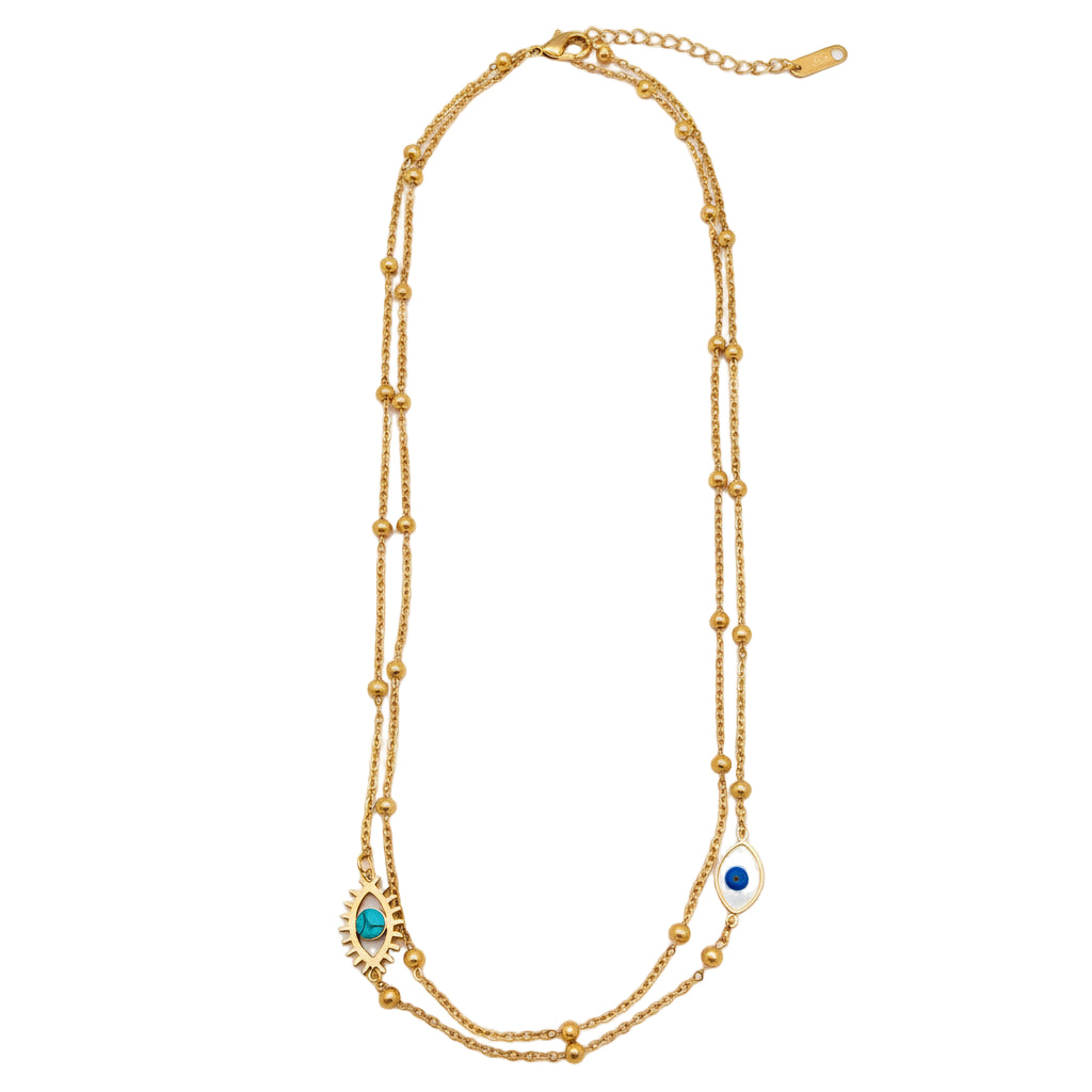 Collana doppio filo con occhio di fatima