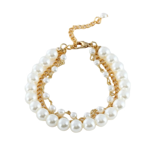 Collare Tripla Catena Con Perle